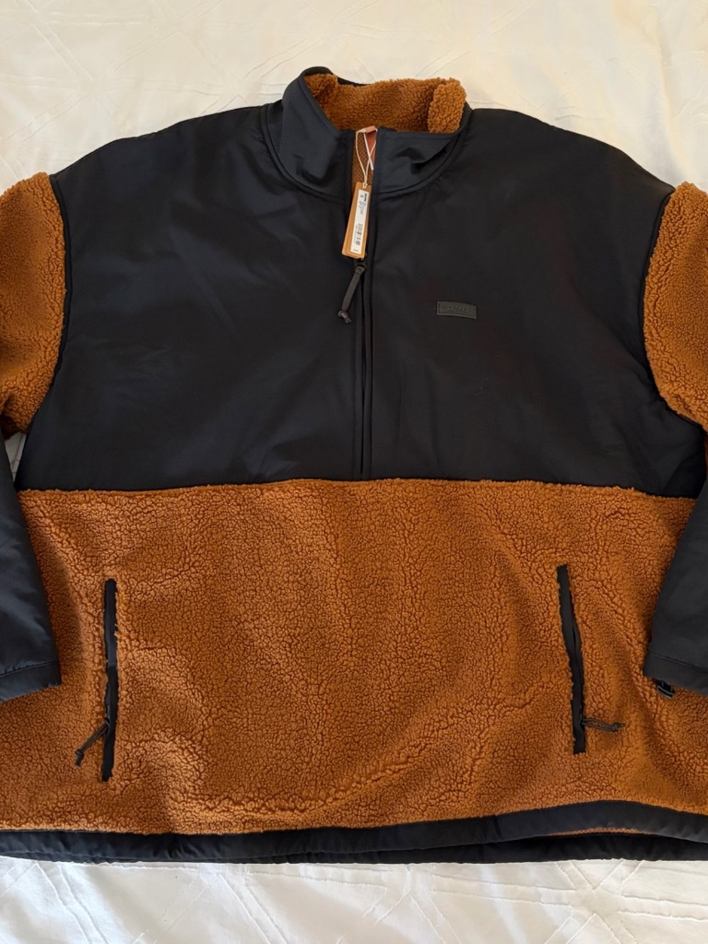 SKIMS Black and Brown Colorblock Sherpa Half-Zip Pullover